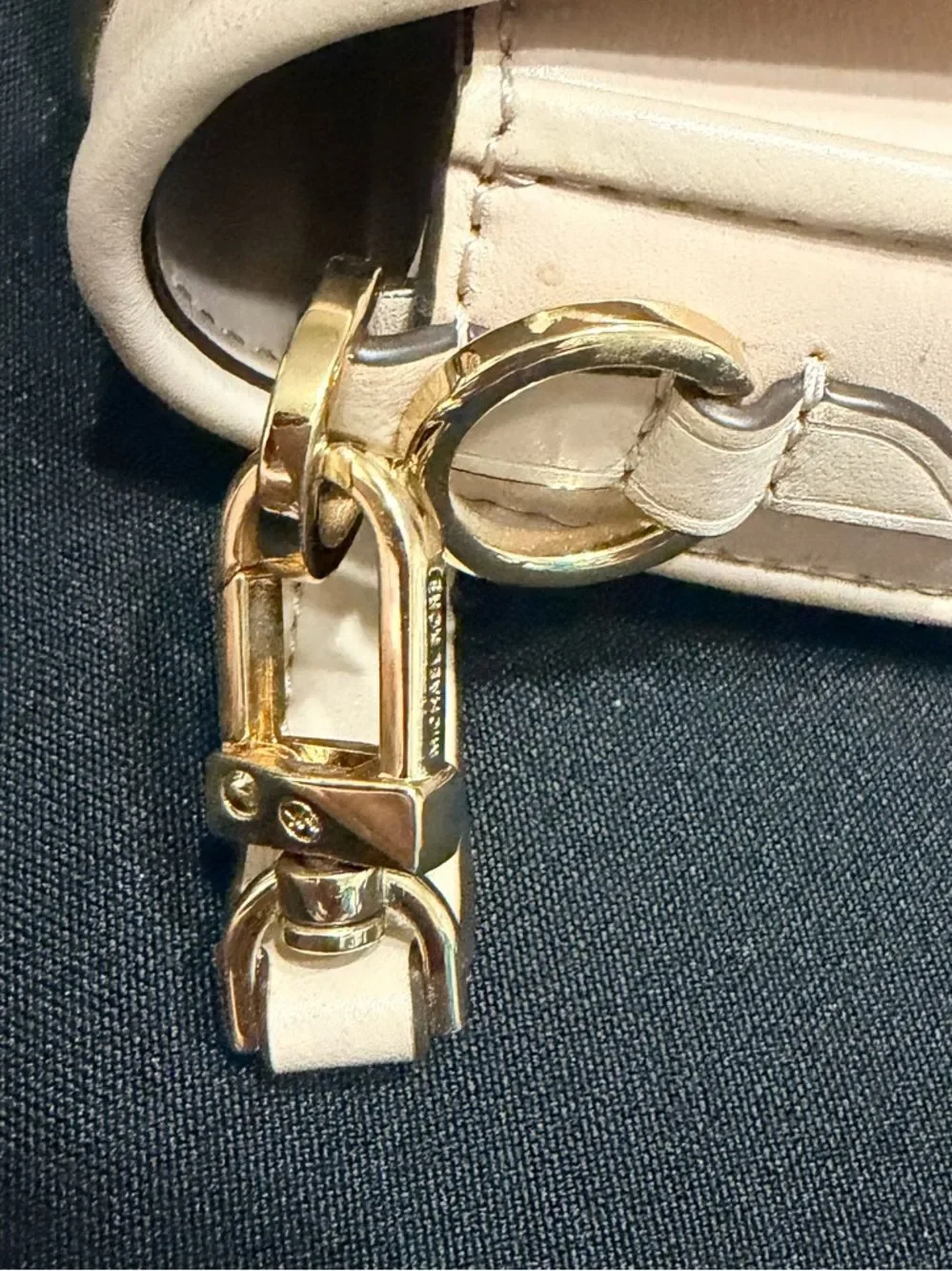 Michael Kors Cream Shoulder Bag with Gold Pyramid Studs Great Condition 11 by 7
